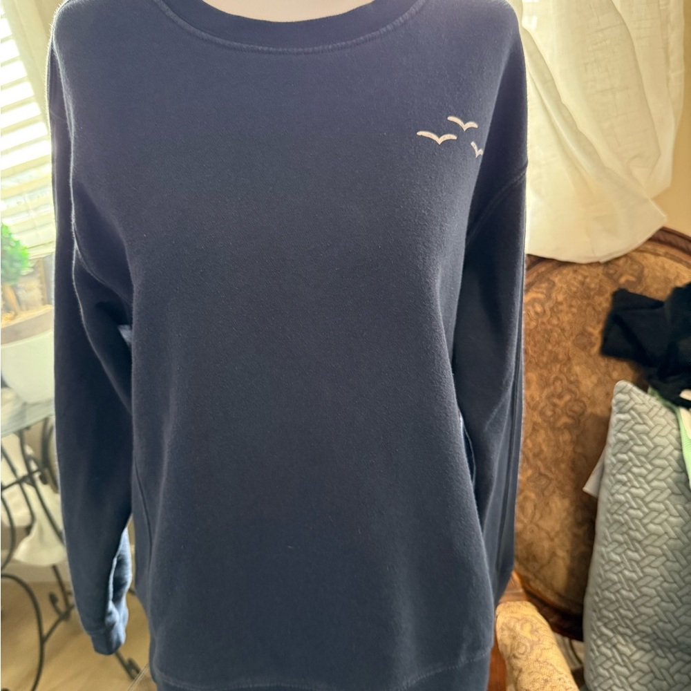 Lazypants Navy Blue Sweatshirt with Bird Embroidery Sz M